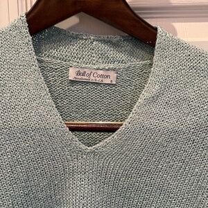 Ball of Cotton Women's V-Neck Sweater - Light Aqua